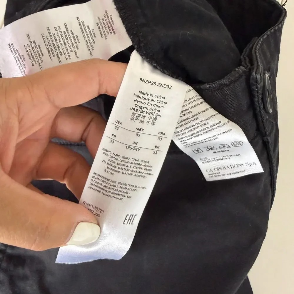 A|X Armani Exchange Slim Fit Chino Pants Black Mens - 33 33x30
